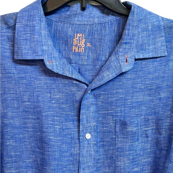 J.McLaughlin Men’s Button Down Long Sleeve 100% Linen Blue Size XL - Picture 3 of 8